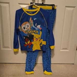 Pokemon Kids Blue and Yellow Pajama Set with Pikachu and Friends